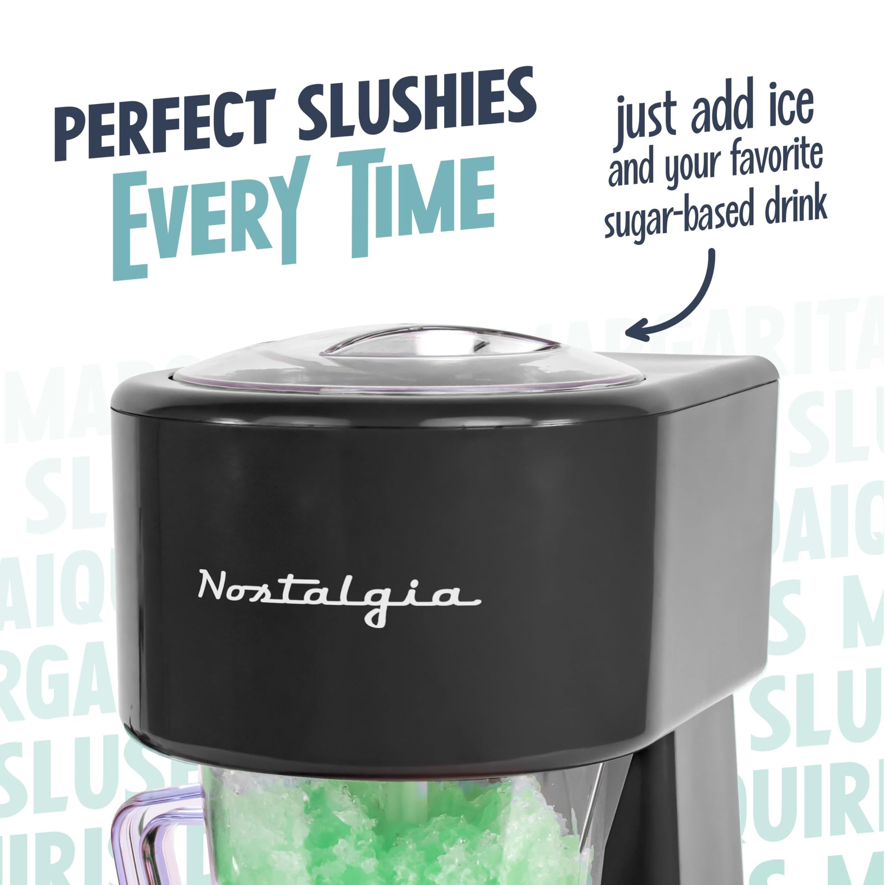 Nostalgia Retro 40-Ounce Frozen Beverage Station - Slushie Machine and Ice Shaver with Automatic Mixing for Soda, Cocktails and Margaritas - Easy & Safe Use - Black