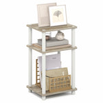 Furinno JUST Side Table, 3-Tier End Table, Open Shelves Night Stand, Bedside Table, Toolless Assembly, for Living Room, Bedroom, Bathroom, Columbia Walnut