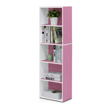 Furinno LUDER Book Shelf, 5-Cube Bookshelf, Reversible Bookcase, 9.4 x 19.5 x 31.5, Easy Assembly, for Living Room, Bedroom, Home Office, White