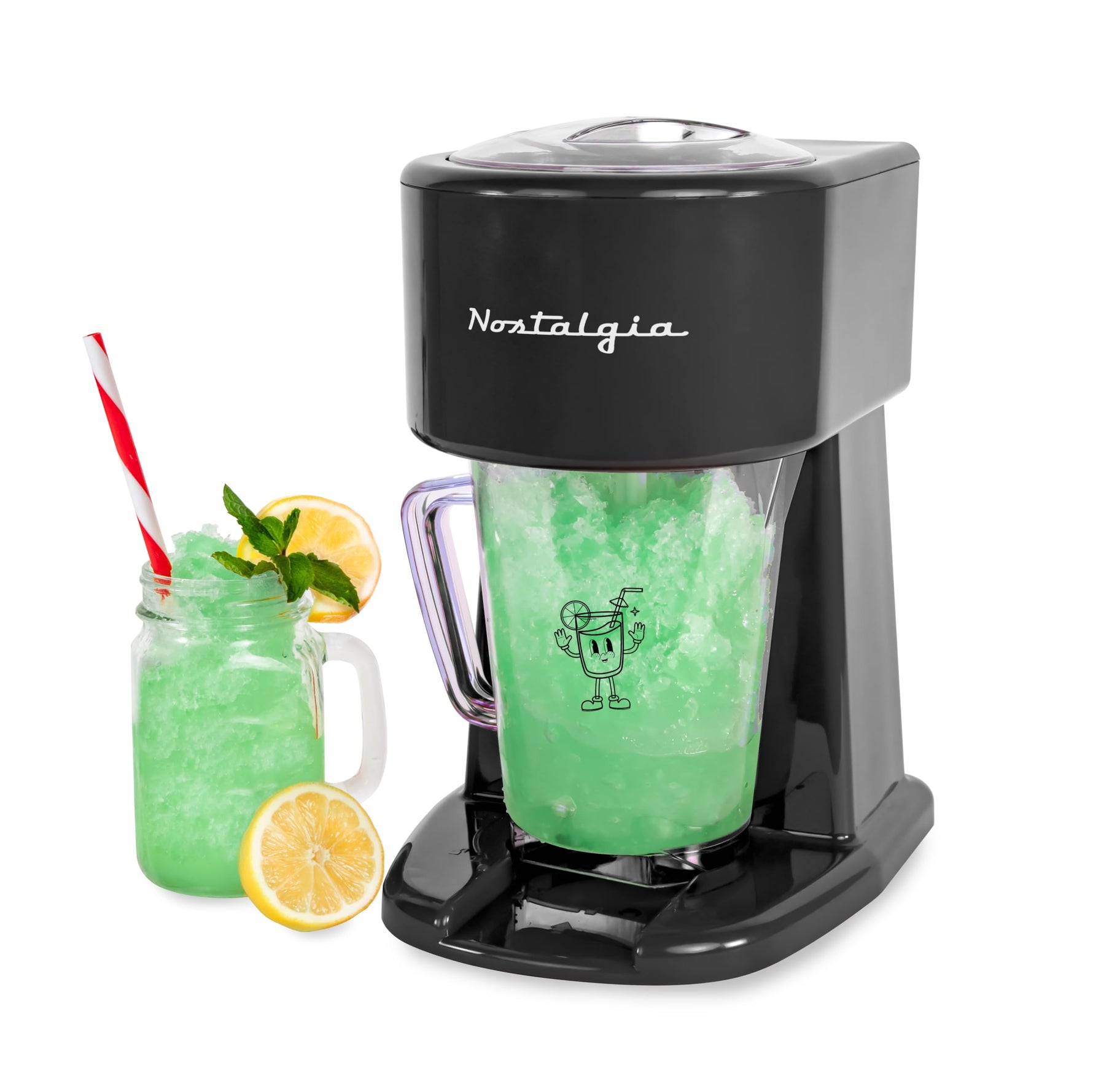 Nostalgia Retro 40-Ounce Frozen Beverage Station - Slushie Machine and Ice Shaver with Automatic Mixing for Soda, Cocktails and Margaritas - Easy & Safe Use - Black