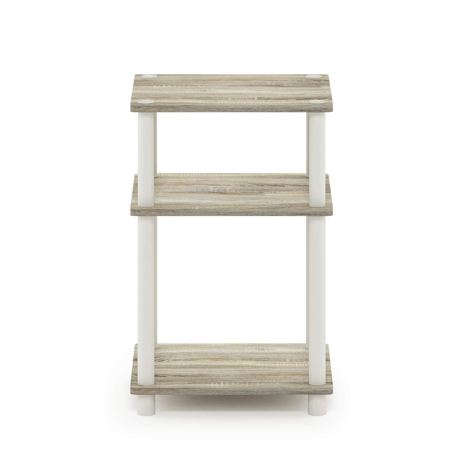 Furinno JUST Side Table, 3-Tier End Table, Open Shelves Night Stand, Bedside Table, Toolless Assembly, for Living Room, Bedroom, Bathroom, Columbia Walnut
