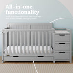 Graco Hadley 5-in-1 Convertible Crib with Drawer – GREENGUARD Gold Certified, Fits Standard Crib Mattress, Converts to Toddler Bed, Daybed and Full Bed, 4 Adjustable Mattress Heights (White)