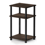 Furinno JUST Side Table, 3-Tier End Table, Open Shelves Night Stand, Bedside Table, Toolless Assembly, for Living Room, Bedroom, Bathroom, Columbia Walnut