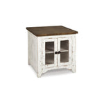 Signature Design by Ashley Wystfield Farmhouse End Table with Storage, Distressed White & Brown Finish