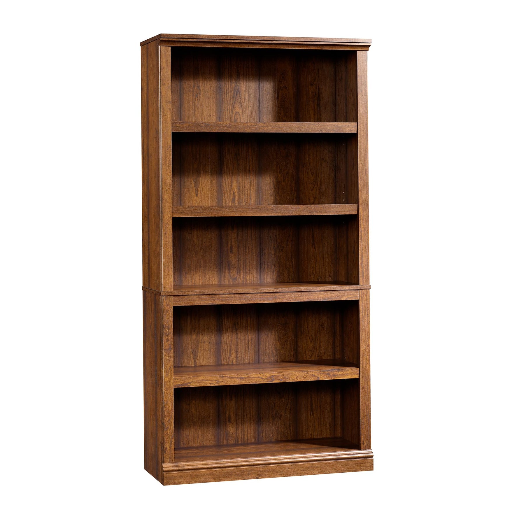 Sauder 5-Shelf Split Bookcase/ Book shelf, Oiled Oak finish