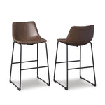 Signature Design by Ashley Centiar 24" Counter Height Modern Bucket Barstool, 2 Count, Black