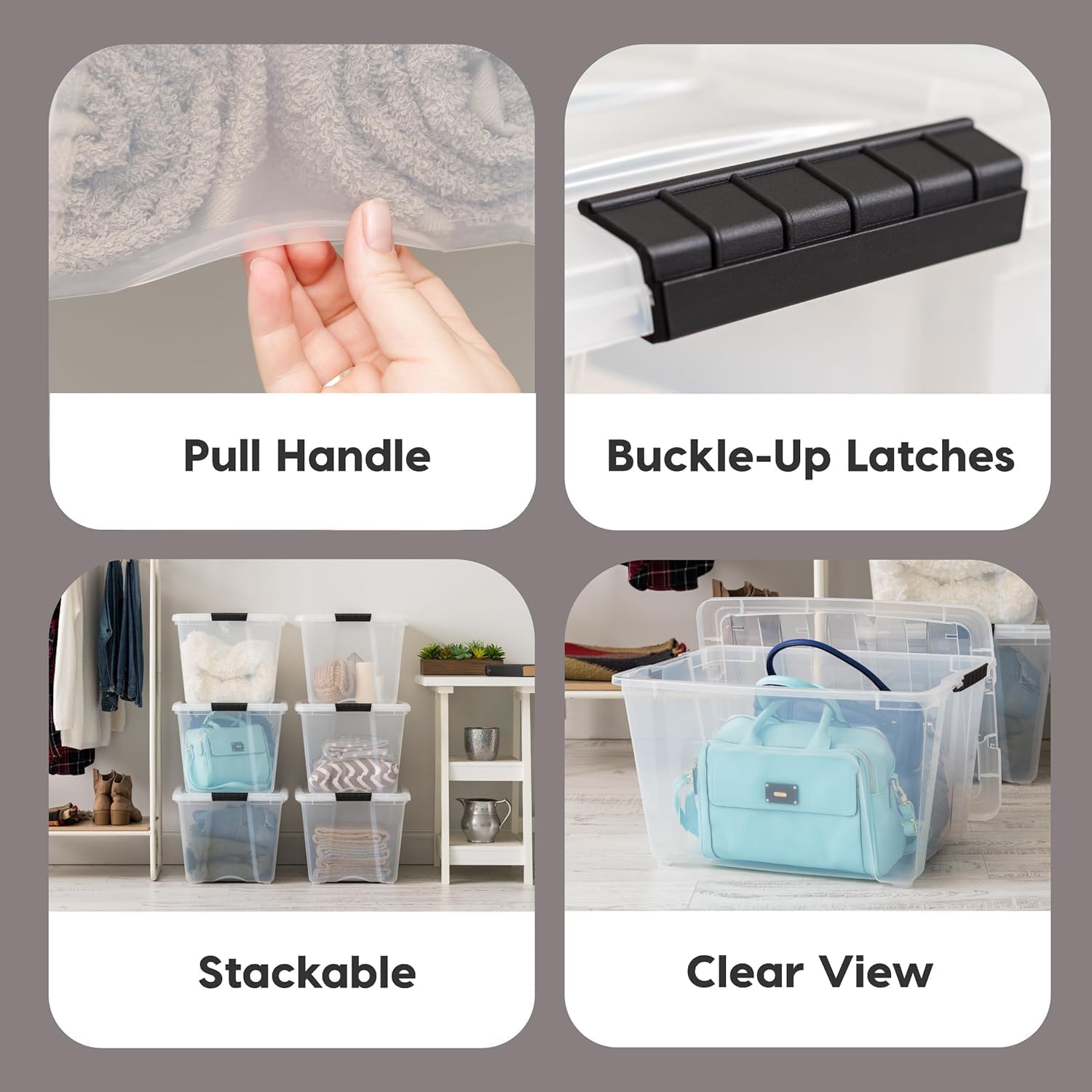 IRIS USA 6-Pack 6 Quart Storage Bins with Lids | Transparent design makes contents easy to find. Ideal for shoes, photos, documents, and small essentials. Nestable design