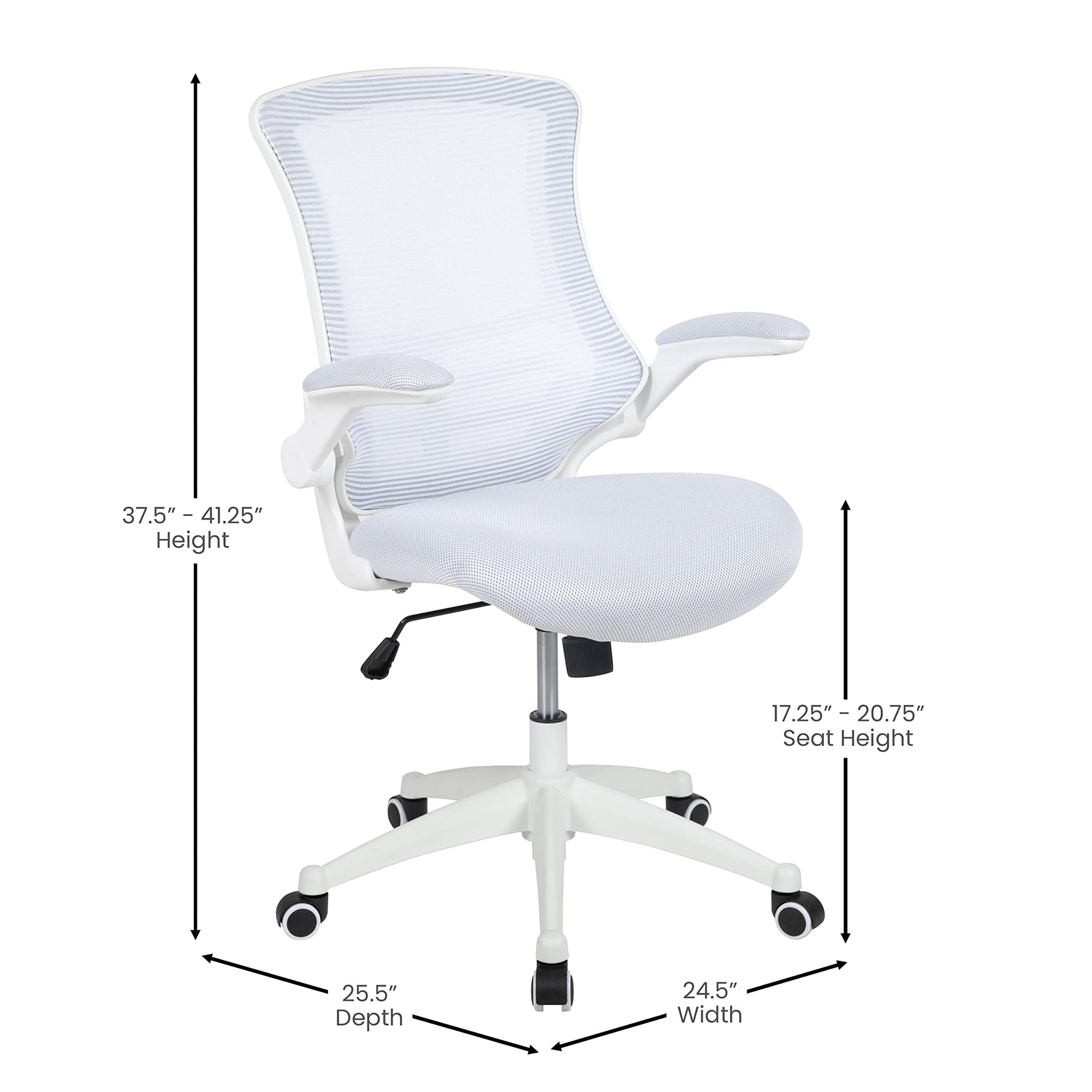 Flash Furniture Kelista Mid-Back Swivel Office Chair with Adjustable Seat Height, Ergonomic Mesh Desk Chair with Flip-Up Armrests, Black