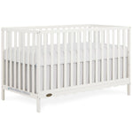 Dream On Me Synergy 5-in-1 Convertible Full-Size Baby Crib with Toddler, Day & Full Bed Conversion in White, GreenGuard Gold & BSA, 3 Mattress Heights, Sustainable Pinewood