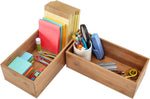 Seville Classics Bamboo Wood Storage Bins Organizer Boxes for Kitchen Counter, Pantry, Closet, Office Bedroom, Makeup, Bathroom, Nursery, K Cup, 5 Piece 3-Size (1 XL, 2L, 2M) Shelf Bin Set, Bamboo