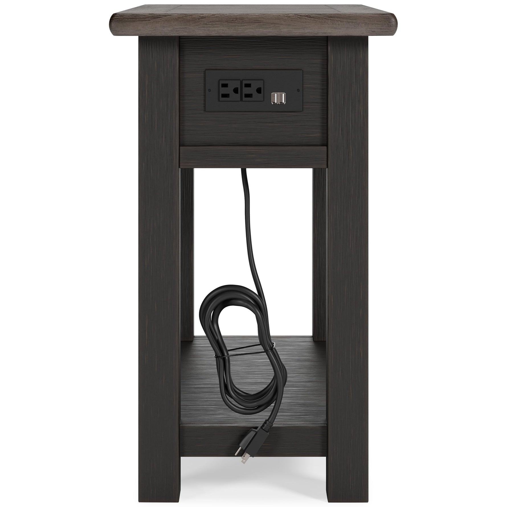 Signature Design by Ashley Bolanburg Chairside End Table With Charging Station, Two-Tone Wood Accent Table With Drawer Storage, Plank Top Design for Living Room or Bedroom, Antique White