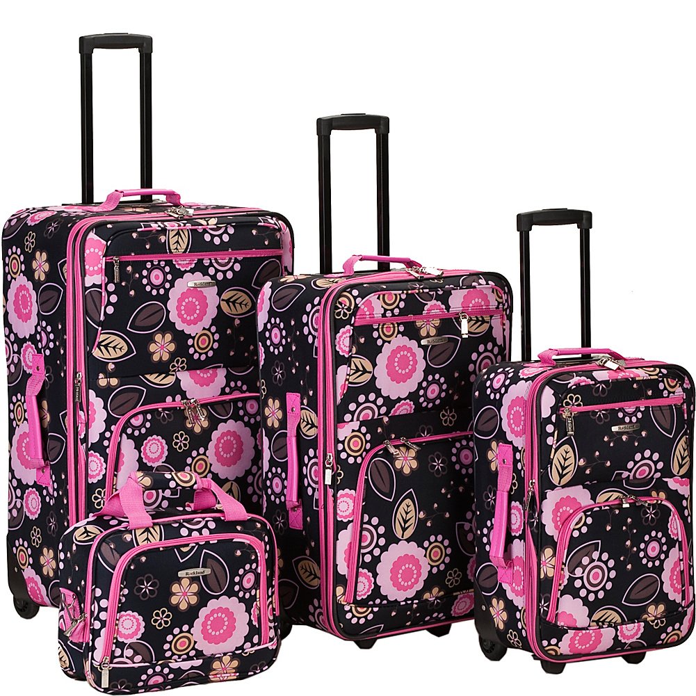 Rockland Fashion Softside 2 Piece Luggage Set, Expandable, (14" Tote/19" Upright), Purple