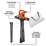 BLACK+DECKER Corded Leaf Blower Leaf Vacuum and Leaf Mulcher 3-in-1, Up to 230 MPH, 12 Amp Handheld Blower and Vacuum Combo (BV3600)