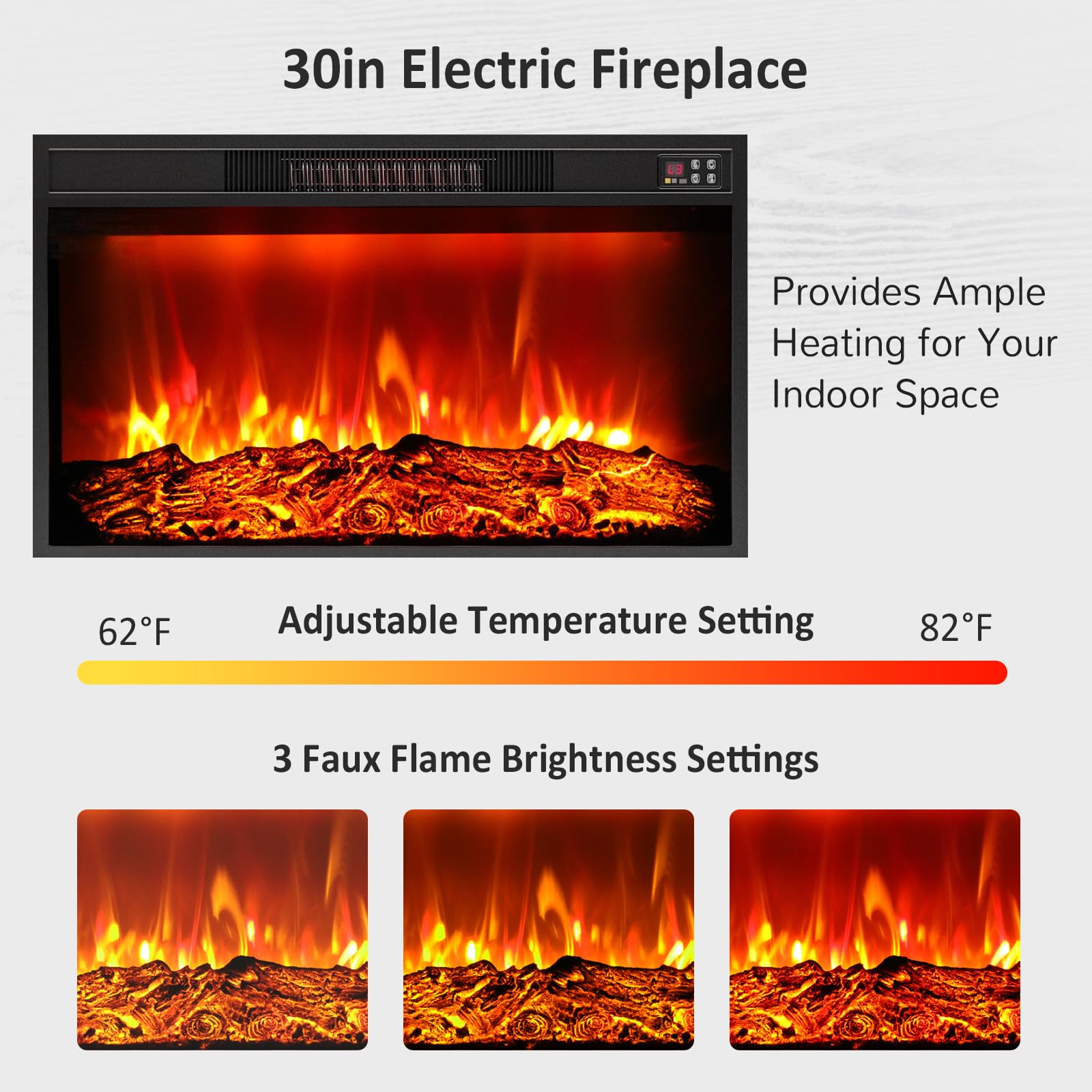 Naice 72" Electric Fireplace with Mantel and Cabinets, Fireplace TV Stand for Living Room Bedroom, Stacked Stone Surround and Remote Control 3D Realistic Flame, Black