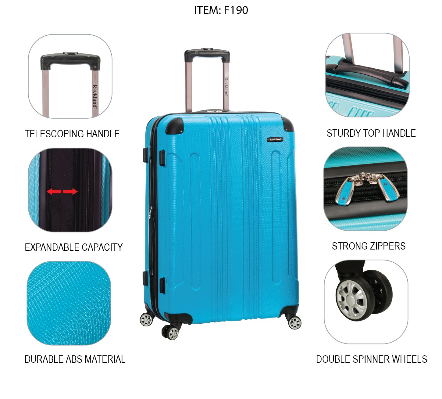 Rockland London Hardside Spinner Wheel Luggage, Carry-On 20", Mint
