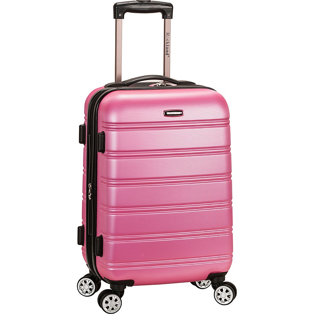 Rockland Melbourne Hardside Expandable Spinner Wheel Luggage, Checked Large 28", Black