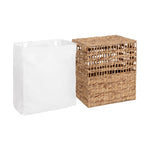 Seville Classics Premium Natural Handwoven Portable Laundry Bin Basket with Carrying Handles, Household Storage for Clothes, Linens, Sheets, Natural Water Hyacinth and Gray Rope, 3 Piece Set