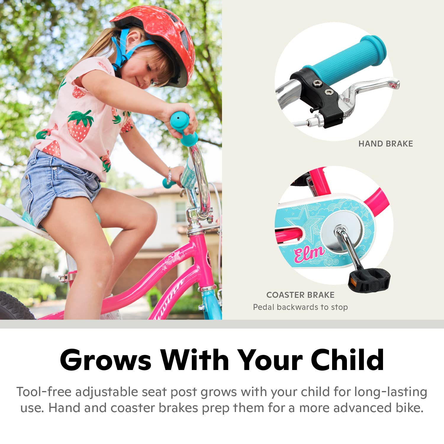 Schwinn Koen Bike, 16 Inch Bike for Kids Ages 3-7, SmartStart Ergonomic Design for Kids, Adjustable Seat Grows with your Child, Rear Coaster Brake and Front Caliper Brake, Training Bicycle