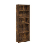 Furinno Jaya Book Shelf, 5-Tier Bookshelf, Bookcase with Adjustable Shelves, 9.5 x 24.5 x 71.2, for Organization and Storage, for Living Room, Bedroom, Home Office, Blackwood