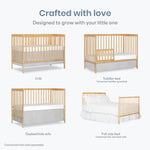 Dream On Me Synergy 5-in-1 Convertible Full-Size Baby Crib with Toddler, Day & Full Bed Conversion in White, GreenGuard Gold & BSA, 3 Mattress Heights, Sustainable Pinewood