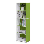 Furinno LUDER Book Shelf, 5-Cube Bookshelf, Reversible Bookcase, 9.4 x 19.5 x 31.5, Easy Assembly, for Living Room, Bedroom, Home Office, White
