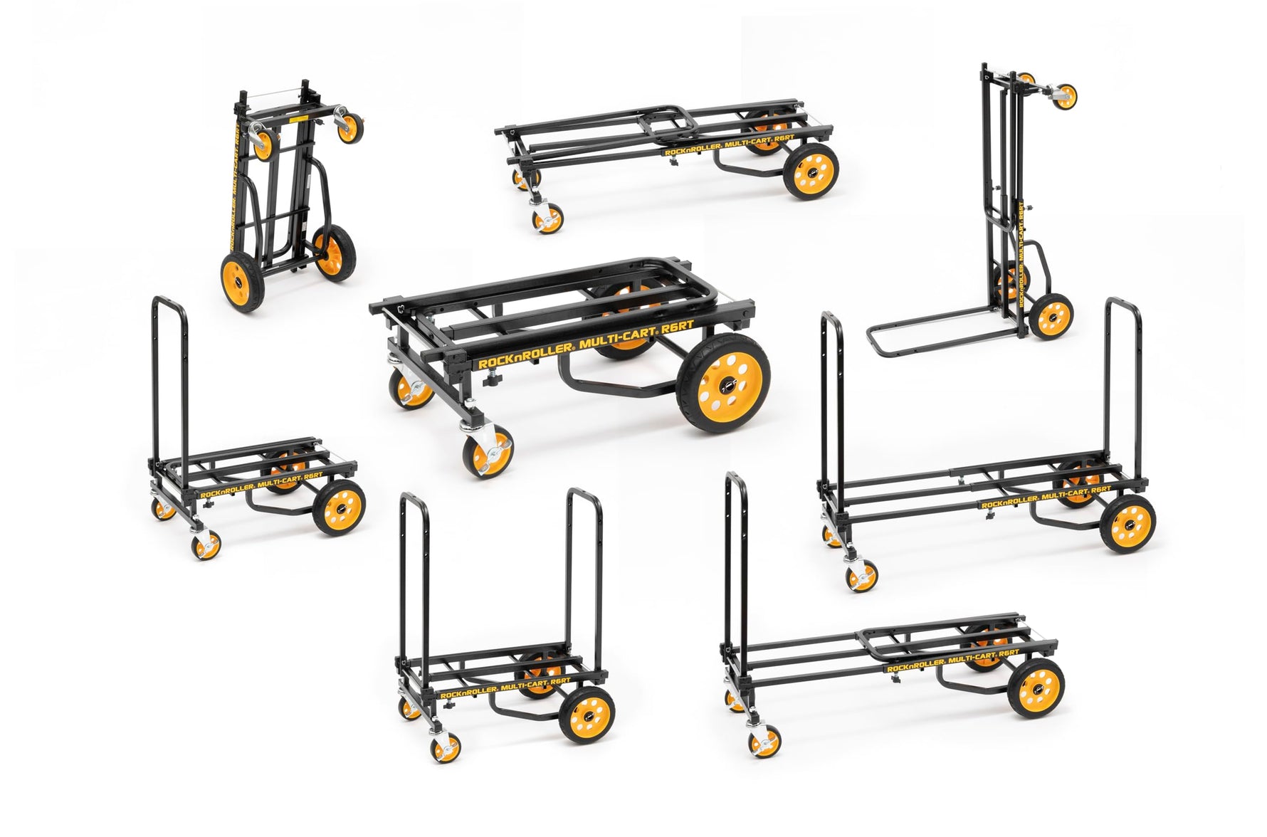 Rock-N-Roller R6RT (Mini) 8-in-1 Folding Multi-Cart/Hand Truck/Dolly/Platform Cart/29" to 42.5" Telescoping Frame/500 lbs. Load Capacity, Black