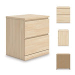 Signature Design by Ashley Onita Modern Nightstand with 2 Smooth-Gliding Drawers, Bedroom Night Stand for Bedside Storage, Hardware-Free, Wood, Solid White Finish