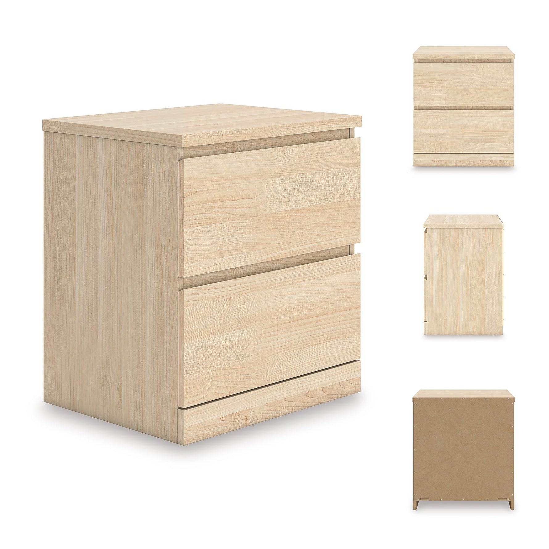 Signature Design by Ashley Onita Modern Nightstand with 2 Smooth-Gliding Drawers, Bedroom Night Stand for Bedside Storage, Hardware-Free, Wood, Solid White Finish