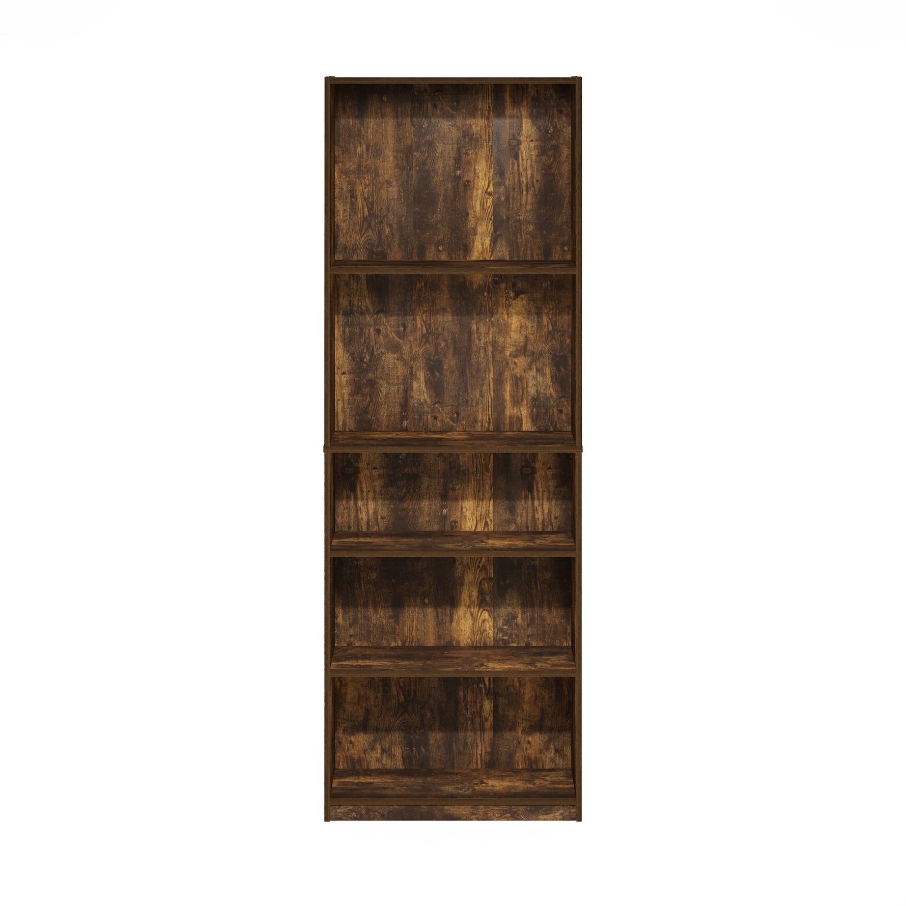 Furinno Jaya Book Shelf, 5-Tier Bookshelf, Bookcase with Adjustable Shelves, 9.5 x 24.5 x 71.2, for Organization and Storage, for Living Room, Bedroom, Home Office, Blackwood