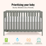Dream On Me Synergy 5-in-1 Convertible Full-Size Baby Crib with Toddler, Day & Full Bed Conversion in White, GreenGuard Gold & BSA, 3 Mattress Heights, Sustainable Pinewood