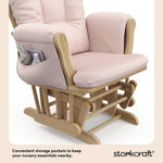 Storkcraft Premium Hoop Glider & Ottoman (Espresso with Beige) — GREENGUARD Gold Certified, Solid Wood Craftsmanship, Convenient Storage Pockets, Glider Rocking Chair for Nursery, Multi-Award-Winning