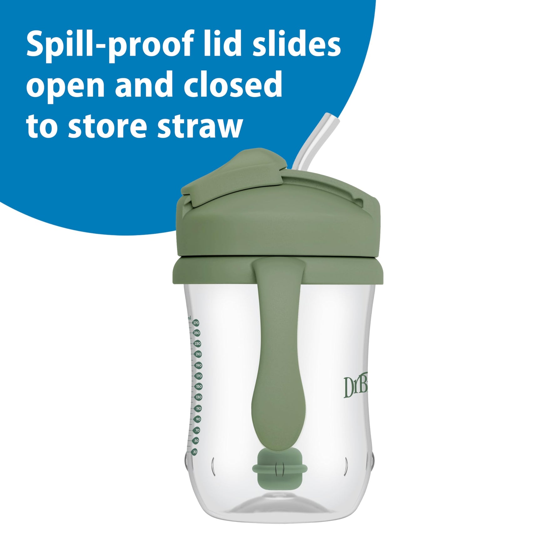 Dr. Brown's Milestones Baby's First Straw Cup, Training Cup with Weighted Straw, 9 oz/270 mL, BPA-free, 6m+, Dark Blue, 1-Pack