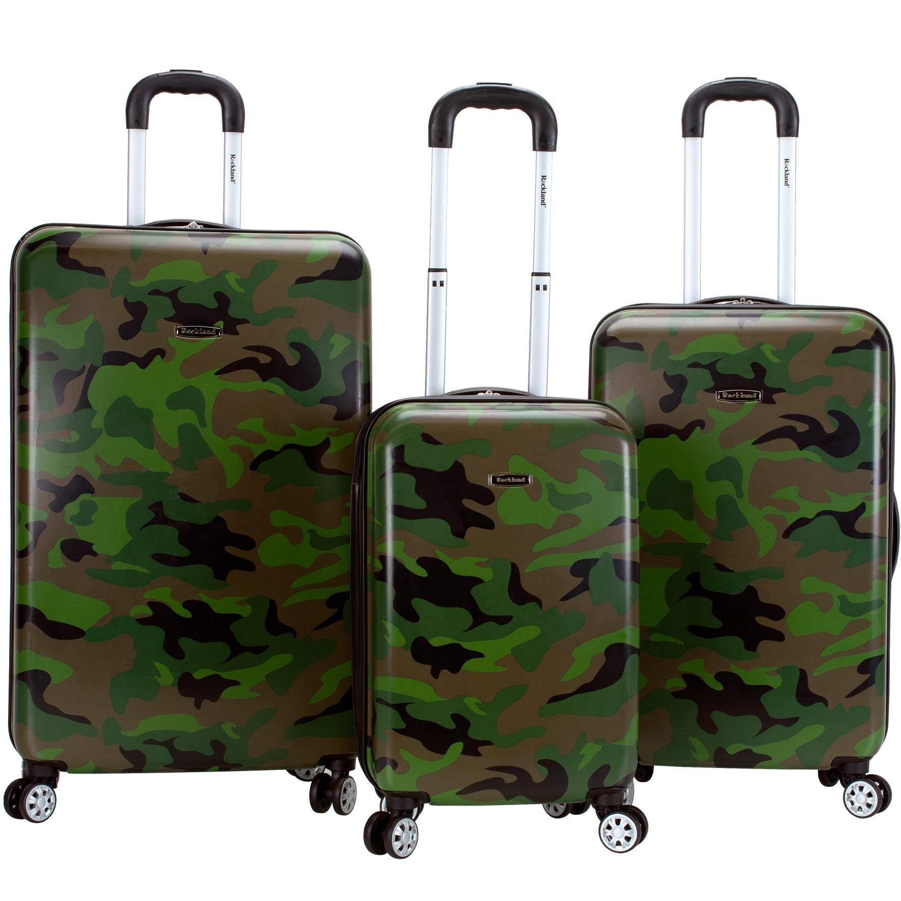 Rockland Safari Hardside Spinner Wheel Luggage, CAMO, Carry-On 20"
