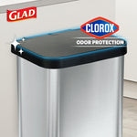 Glad Stainless Steel Step Trash Can with Clorox Odor Protection | Large Metal Kitchen Garbage Bin with Soft Close Lid, Foot Pedal and Waste Bag Roll Holder, 20 Gallon, Stainless