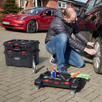 Keter Stack-n-Roll 3-Piece Rolling Tool Storage System – Includes Dolly, Tool Box & Deep Power Tool Case | Modular Mobile Tool Organizer | Stackable Design for Garage, Jobsite & Workshop