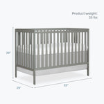 Dream On Me Synergy 5-in-1 Convertible Full-Size Baby Crib with Toddler, Day & Full Bed Conversion in White, GreenGuard Gold & BSA, 3 Mattress Heights, Sustainable Pinewood