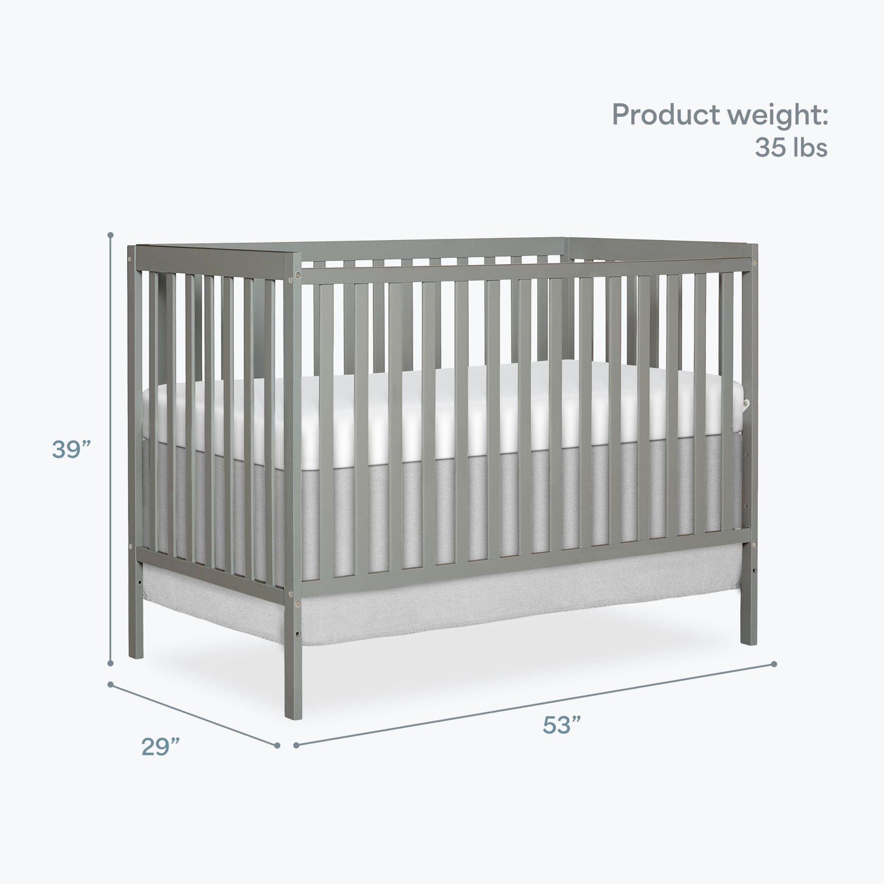 Dream On Me Synergy 5-in-1 Convertible Full-Size Baby Crib with Toddler, Day & Full Bed Conversion in White, GreenGuard Gold & BSA, 3 Mattress Heights, Sustainable Pinewood
