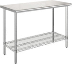 Seville Classics Commercial Work Table Island Utility Cart Prep Station, for Restaurant, Kitchen, Warehouse, Garage, Hotel, Home, Stainless-Steel Top NSF , 49" W x 24" D | Heavy-duty durable workstation supports 1,000 lb with adjustable wire shelf, is ver