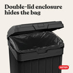 Keter Baltimore Resin 38 Gallon Outdoor Kitchen Trash Can with Lid and Drip Tray for Easy Cleaning-Perfect for Patio Dining, Black