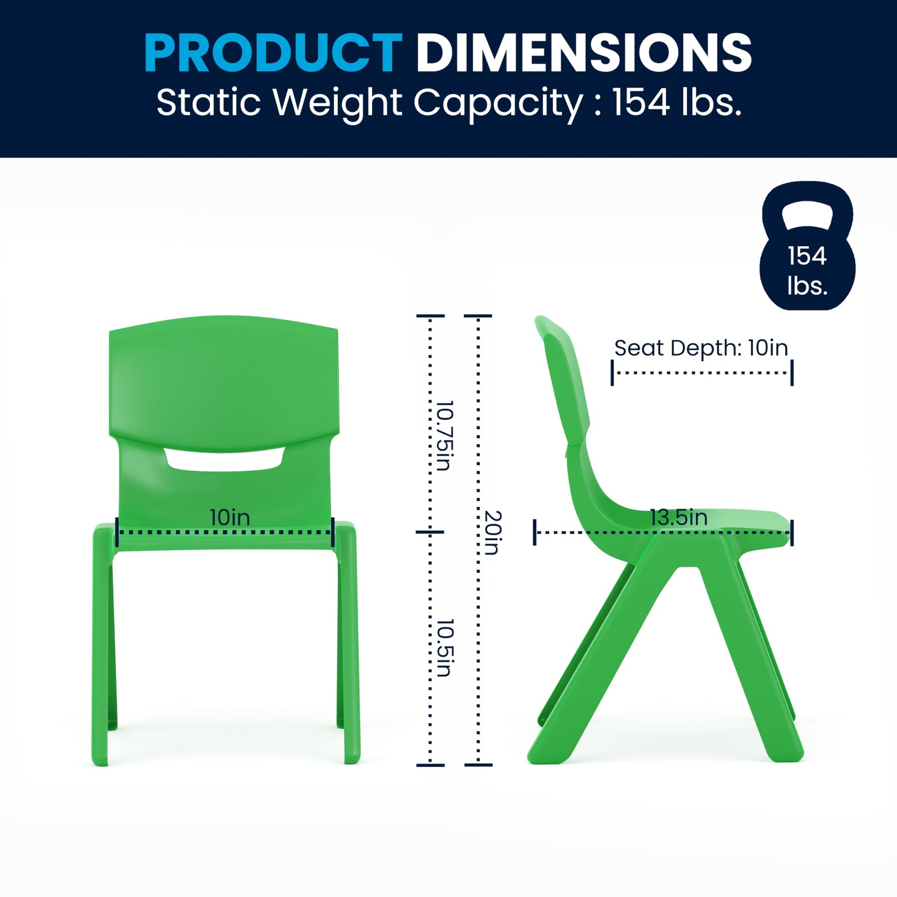 Flash Furniture Emmy Adjustable Classroom Activity Table with 6 Stackable Chairs, Plastic Activity Table for Kids, 23.625" W x 47.25" L, Blue/Gray