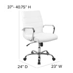 Flash Furniture Whitney Mid-Back Swivel LeatherSoft Desk Chair with Wheels, Padded Seat and Armrests, Adjustable Height Padded Office Chair, Black