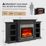 Naice 72" Electric Fireplace with Mantel and Cabinets, Fireplace TV Stand for Living Room Bedroom, Stacked Stone Surround and Remote Control 3D Realistic Flame, Black