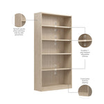 Bush Home Universal Small 2 Shelf Bookcase in Black, Low Storage and Display Bookshelf for Home Office or Living Room Organization