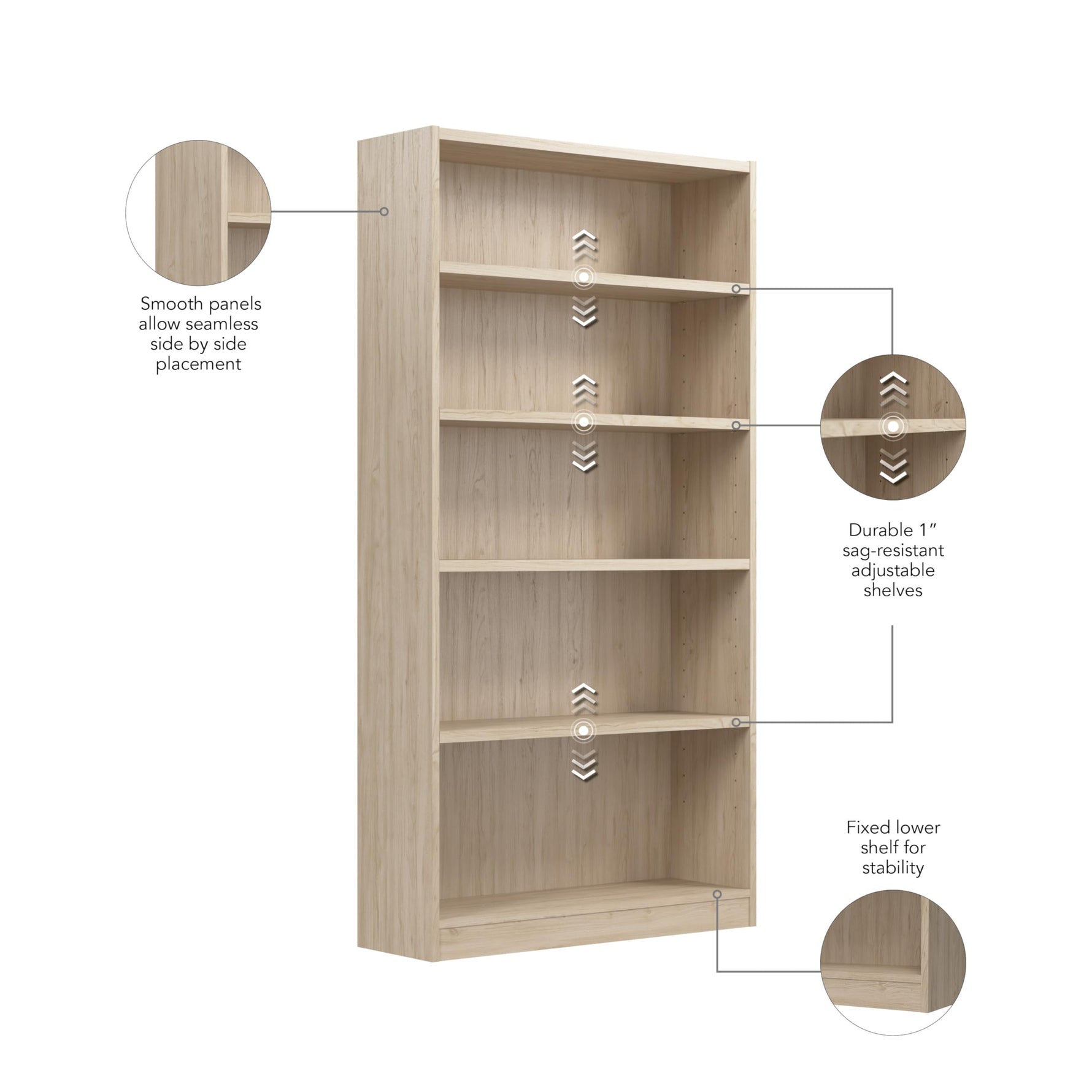 Bush Home Universal Small 2 Shelf Bookcase in Black, Low Storage and Display Bookshelf for Home Office or Living Room Organization