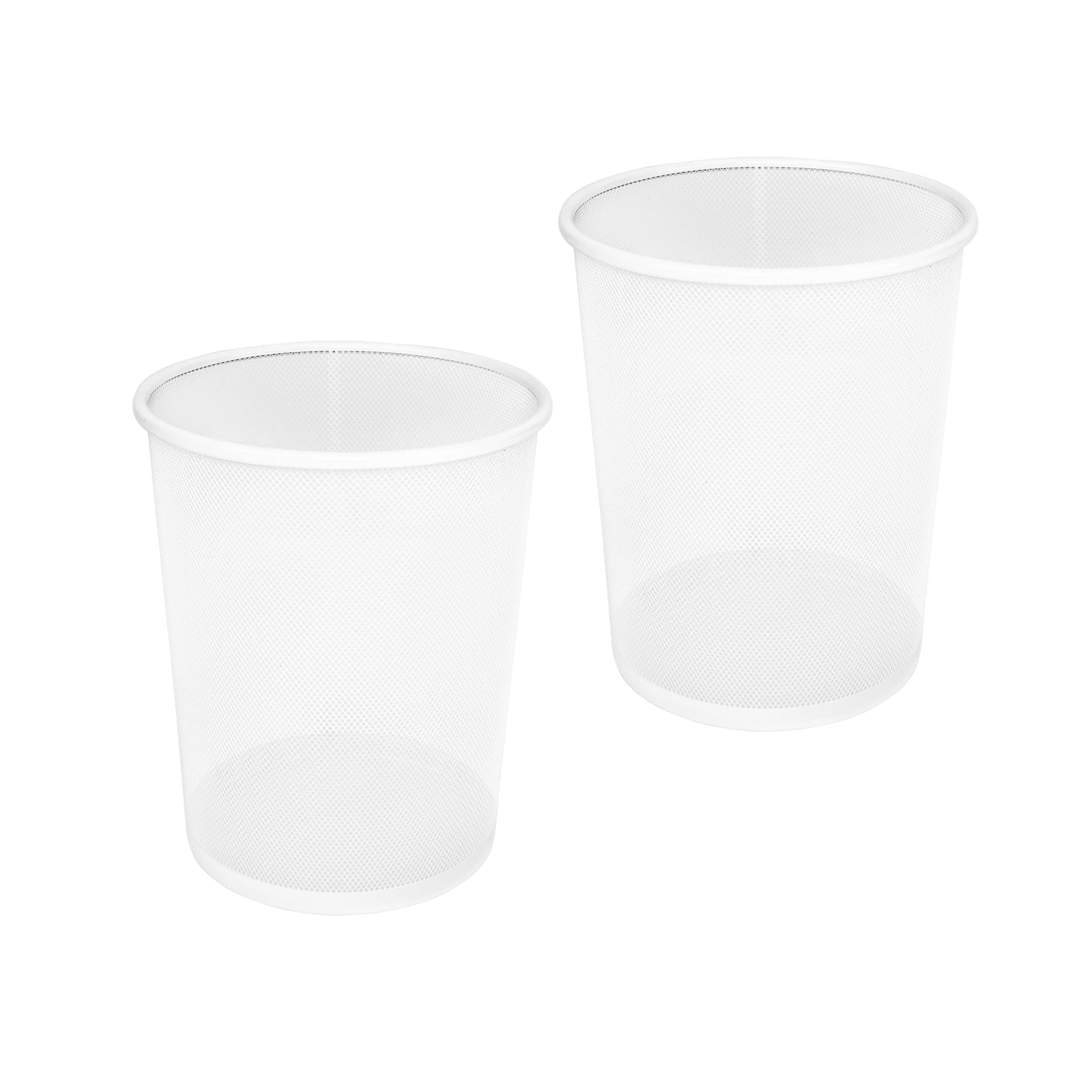 2-Pack 6-Gallon Round Steel Mesh Trash Can, Recycling Wastebasket, Black | Versatile and ventilated bin measures 13.75" high with a 11.5" top diameter