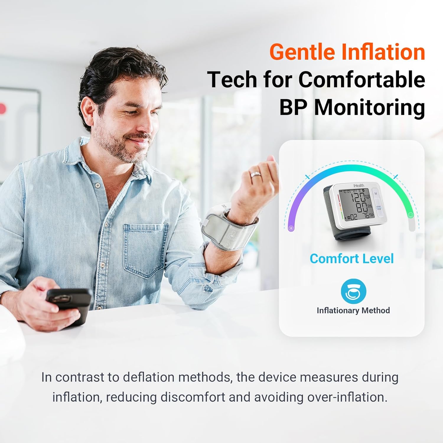 iHealth Push Wrist Blood Pressure Monitor, Bluetooth Smart BP Machine with App, Clinically Validated, Large Digital Display & Travel Case, High Accuracy for Home Use, Cuff Fits 5.5"-7.75"