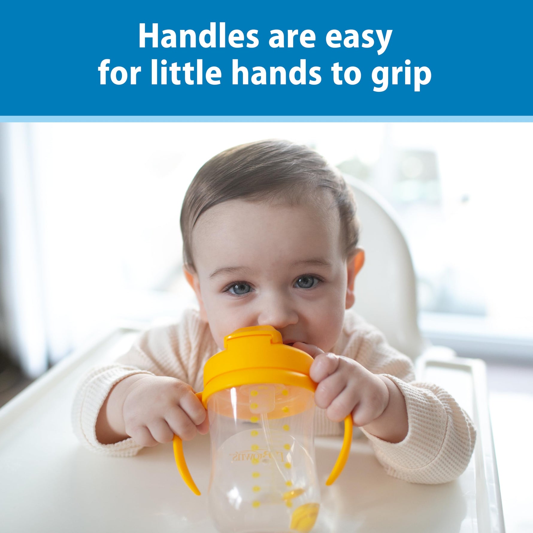 Dr. Brown's Milestones Baby's First Straw Cup, Training Cup with Weighted Straw, 9 oz/270 mL, BPA-free, 6m+, Dark Blue, 1-Pack