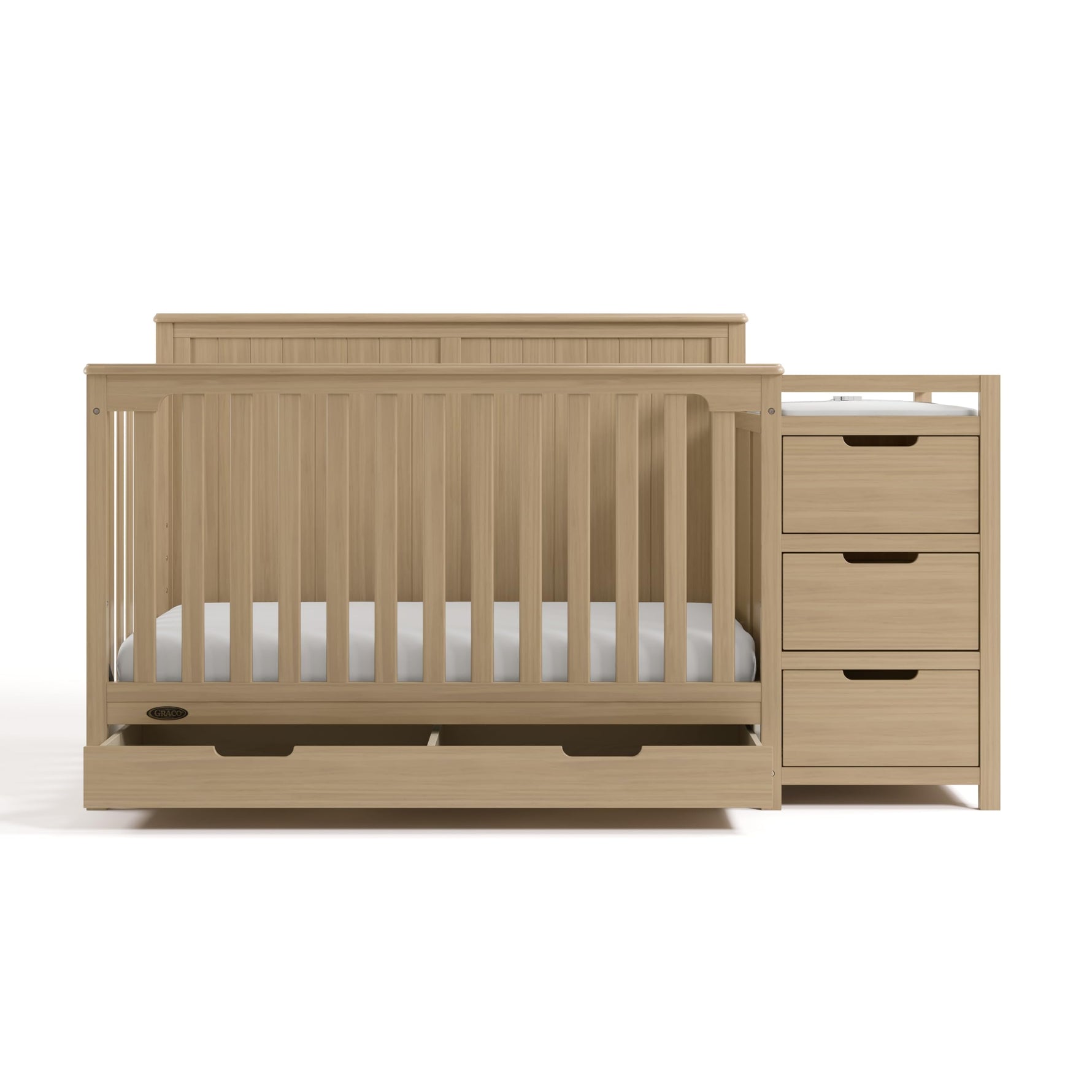 Graco Hadley 5-in-1 Convertible Crib with Drawer – GREENGUARD Gold Certified, Fits Standard Crib Mattress, Converts to Toddler Bed, Daybed and Full Bed, 4 Adjustable Mattress Heights (White)