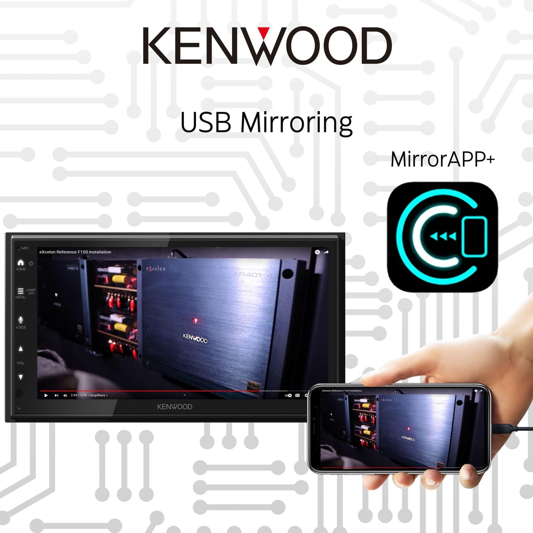 KENWOOD DMX4710S Digital Car Stereo (50W x 6-Ch), Apple CarPlay & Android Auto Compatible, Bluetooth-Enabled Head Unit with 6.8" LCD Display, Single DIN Touchscreen Car Stereo with USB Mirroring