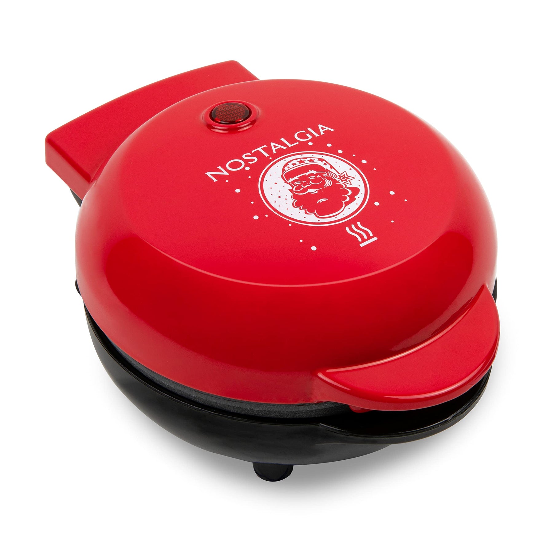 Nostalgia MyMini Personal Electric Santa Waffle Maker, Holiday Themed, 5-Inch Cooking Surface, Hash browns, French Toast, Grilled Cheese, Quesadilla, Brownies, Cookies, Red